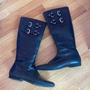 Donald Pliner Black Riding Buckle boots size 10